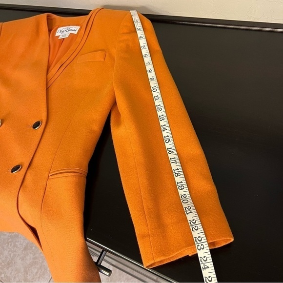Oleg Cassini Vintage orange wool blend blazer jacket, doublebreasted buttons, M - Picture 14 of 14